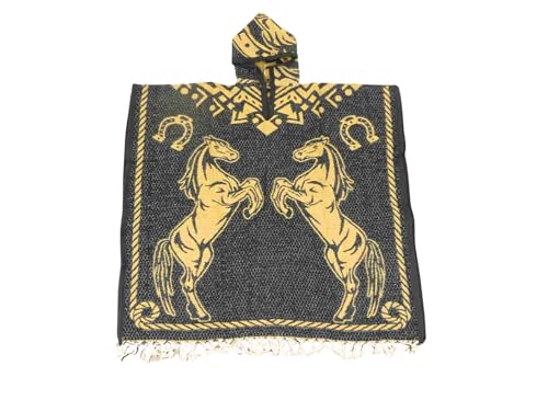 Leos Imports Unisex Mexican Poncho with Horses Design, 42 x 40 inches, Hooded, 100% Acrylic2