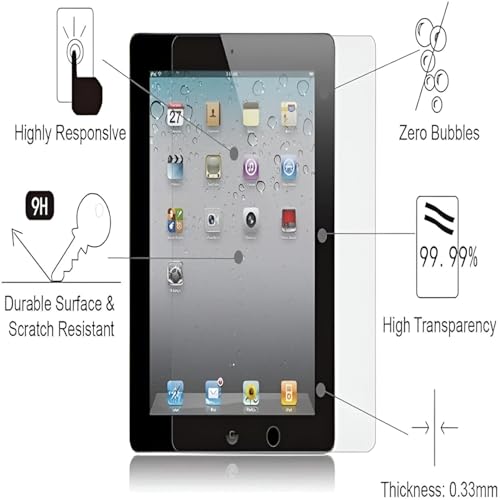Image of Tempered Glass Full Screen Protector for Apple iPad 2 /3 /4 (2011, 2012 Old Version) Anti-Scratch & Smudge Proof (Transparent) (Pack of 1)