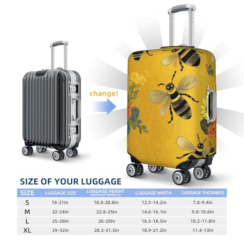 Travel Luggage Cover Welcome Bees Spandex Suitcase Protector Washable Baggage Covers Fashion Elastic Scratch-Resistant Luggage Cover Protector Fits 18-32 Inch Luggage4