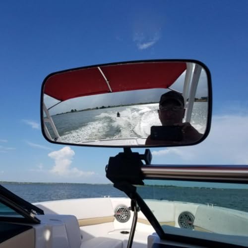 Espejo retrovisor para barcos, universa-l espejo retrovisor para deportes acuáticos, espejo convexo de surf, gran vista trasera de esquí acuático, espejo de sujeción para barco para una visión clara