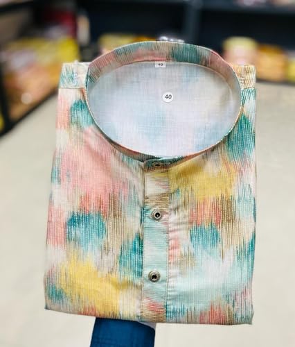 Image of FOXDX Men's Traditional Cotton Floral Printed Only Kurta