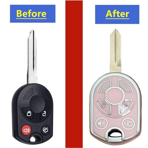 Coque de clé Ford Transit et Focus 4 boutons rose argent durable - 4