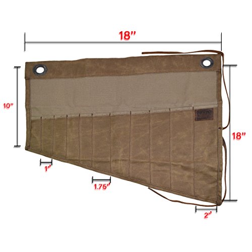 Hide & Drink Waxed Canvas Wrench/Tool Roll 11 Pockets Hanging Storage For Craftsmen Handmade Fatigue #TOP3