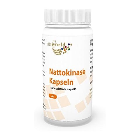 Vita World Nattokinase 100mg 2000 F.U. 90 Capsules Made in Germany Cover