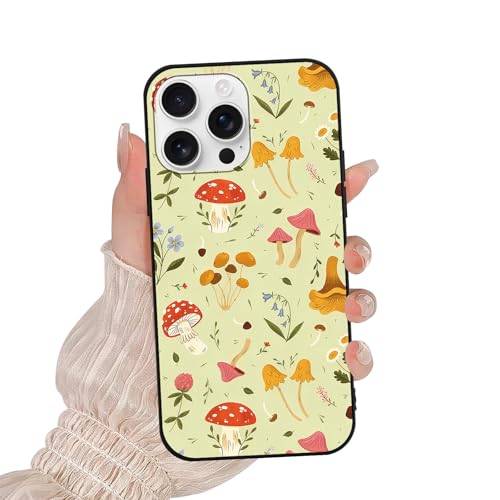 Omyzo Negro Funda para Xiaomi 14T Pro 6,67", Aesthetic Otoño Bosque de Hongos Dibujos Diseño con Silicona TPU Protector de Cámara Cáscara Antigolpes Cover,Mujeres