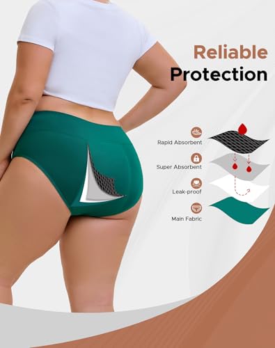 Image of INNERSY Women's Plus Size Period Underwear High Waist Heavy Flow 3-Pack