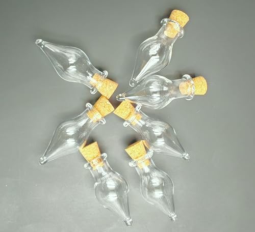 LEFV Mini Cork Top Glass Bottle Vial Charm 1 Inch - 12pcs Clear Bottles with Corks and 12pcs Eye Screws - Miniature Empty Sample Jars Message Bottle Small Tiny Size Pendant,Tapered