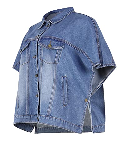 Sexyshine Women's Fashion Denim Jacket Loose Cloak Coat Jacket Washed Destroyed Denim Jackets Poncho Cape4