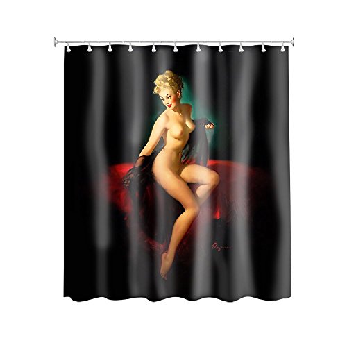 General Sexy Retro Pin-Up Lady Customize Waterproof Polyester Fabric Bathroom Shower Curtain 6672 Inch