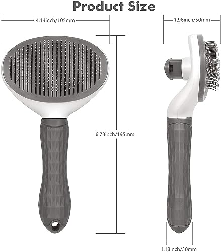 Image of Cat Brush for Shedding Dog Brush with Release Button Hair Comb, Cat Grooming Slicker Brushes Kit, Self Cleaning for Dog Pet, Cat Fur Brush for Long or Short Haired Cats Kitten Pets (Grey)
