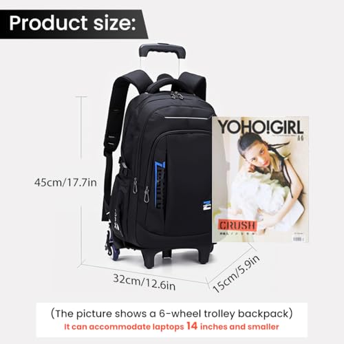 Image of PALAY Waterproof School Trolley with Detachable Wheel Stand & 6 Wheels - Versatile Kids Backpack & Birthday Gift for Boys & Girls