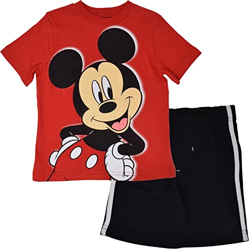 Disney Mickey Mouse Toddler Boys T-Shirt and Mesh Shorts Set 12 Months Red-Black