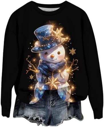 GOFULY Christmas Sweatshirts For Women Plus Size Crew Neck Christ...