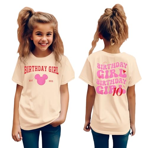 Image of GLIGLITTR 10th Birthday Girls Shirt 10 Year Old Birthday Girl Tshirt Est 2015 Kids Girl Ten Bday Party Short Sleeve Tee Tops