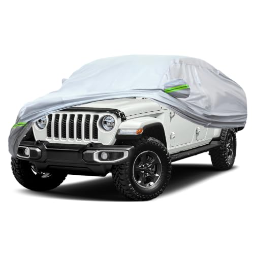 Image of AUQDD 6-Layers Premium Truck Car Cover Waterproof All Weather Weatherproof UV Sun Protection Snow Dust Storm Resistant Outdoor Exterior Custom Form-Fit Full Padded Car Cover with Straps 213 inch-237 inch K14