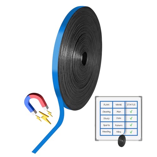 Magnetic Tape Roll, Magnet Tape for Whiteboard, 120 ft x 1/5 Inch Reusable Magnetic Whiteboard Borders & Dividers for Classroom, Office, Art (Blue)