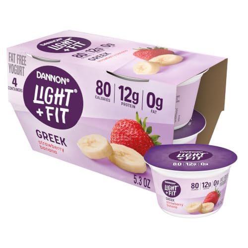 Light + Fit Strawberry Banana Fat Free Greek Yogurt, 5.3 oz, 4 Count