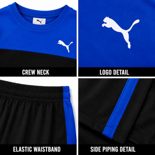 Image of PUMA Boys Active Shorts Set - 2 Piece Dry Fit T-Shirt and Performance Gym Shorts - Activewear Clothing Set for Boys (4-16)