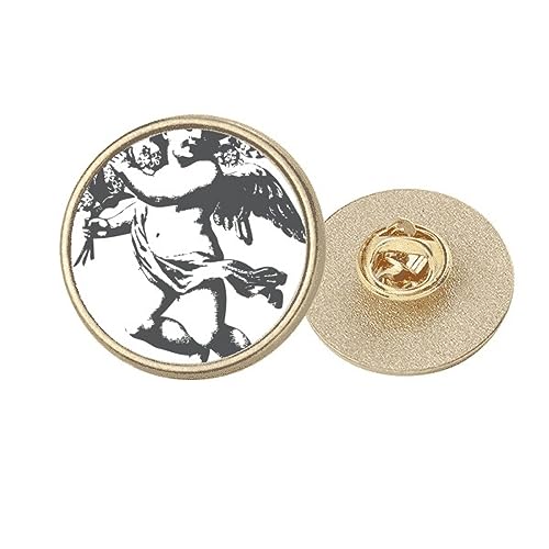 Broche dorée baroque avec motif illustration moderne et clip en métal raffiné, taille M