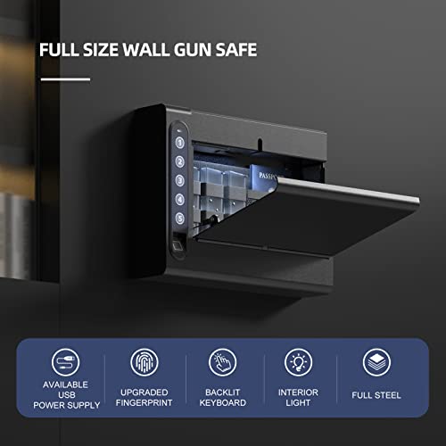 Xdeer Wall Gun Safe, Biometric Gun Safes For Pistols, Quick-Access Handgun Safe With Fingerprint & Digital Key Pad, Pistol Safe For Home, Up To 1 Full-Size Pistol #TOP2