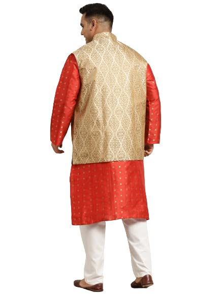 Image of SOJANYA (Since 1958, Men's Silk Blend Grey Kurta Pyjama & Silk Blend Jacket Combo