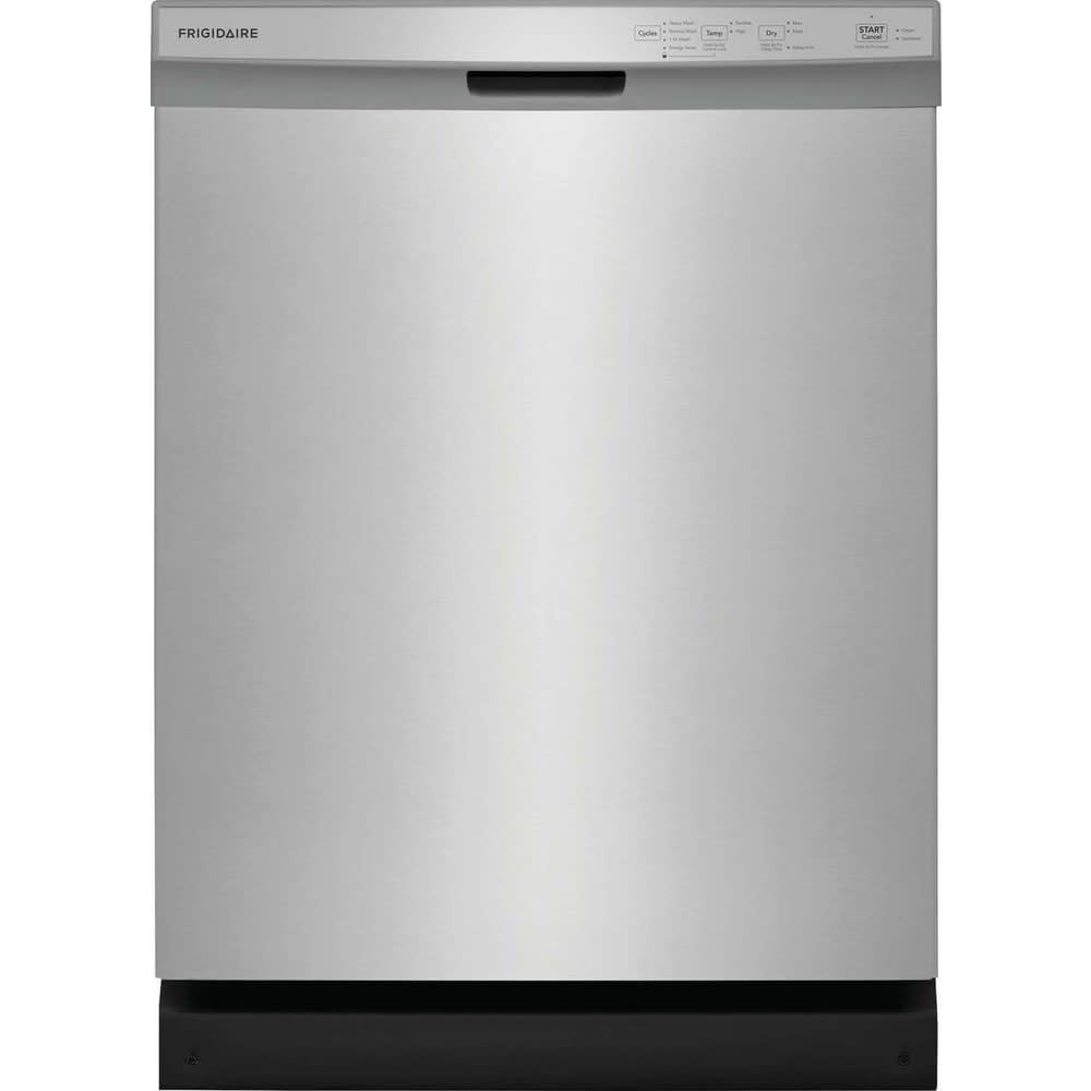 Frigidaire 24 in Front Control Built-in Tall Tub Dishwasher in Stainless Steel with 4-Cycles and DishSense Sensor Technology
