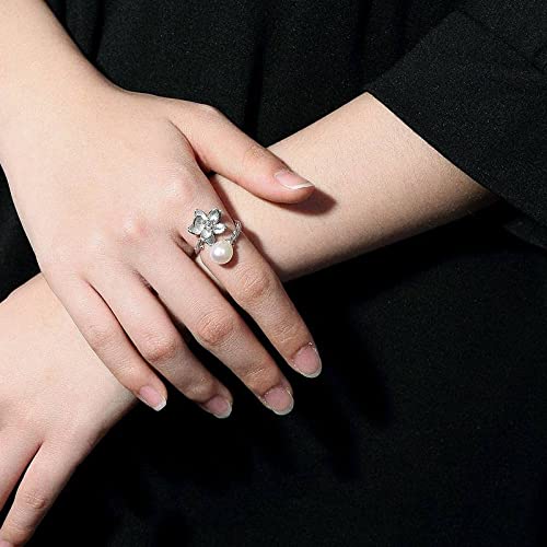 Bague ajustable en argent S925 et véritable perle de culture d'eau douce
