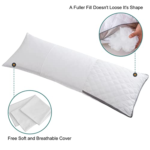 Oubonun Premium Adjustable Loft Quilted Body Pillows - Firm And Fluffy Pillow - Quality Plush Pillow - Down Alternative Pillow - Head Support Pillow - 21"X54" #TOP1