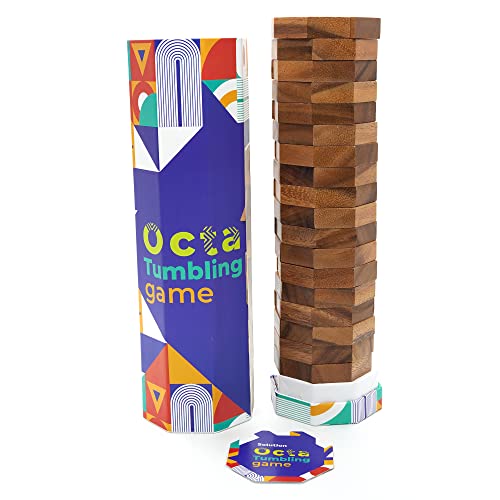 BSIRI Octa Tumbling Tower Game - Wooden Stacking Game...