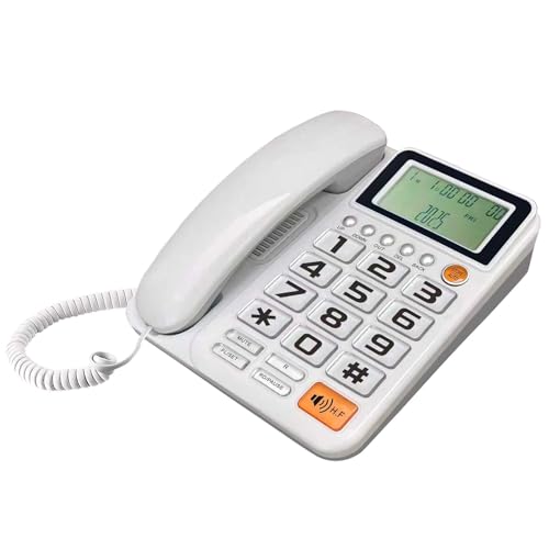 Rdxanc Teléfono fijo básico con cable para personas mayores, analógico, con pantalla de llamadas, escritorio pequeño, habitación de invitados, teléfono de escritorio con llamadas