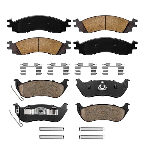 Image of Detroit Axle - Brake Pads for 06-10 Ford Explorer 07-10 Explorer Sport Trac | Mercury Mountaineer Copper-Free Ceramic Brake Pads w /Hardware Front and Rear Replacement