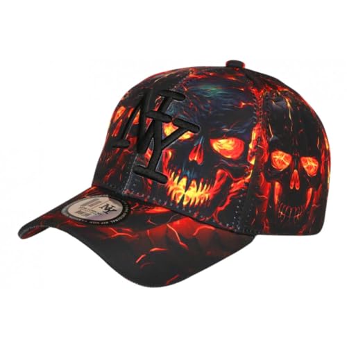 Hip Hop Honour Gorra de calavera naranja y negra Streetwear NY Baseball Skull - Unisex, naranja, Talla única