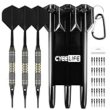 CyeeLifeダーツプラスティックチップ- プロソフトチップダーツセット18 g スーツケースと30個の追加ダーツチップ付き 電子ダーツボード用 (黒) (ブラック)