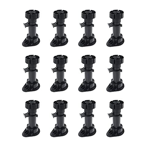 LC LICTOP 12pcs Black Cabinet Leveler Legs Adjustable Furniture Legs Adjusts from 120-150mm/4.72"-5.91" Cover
