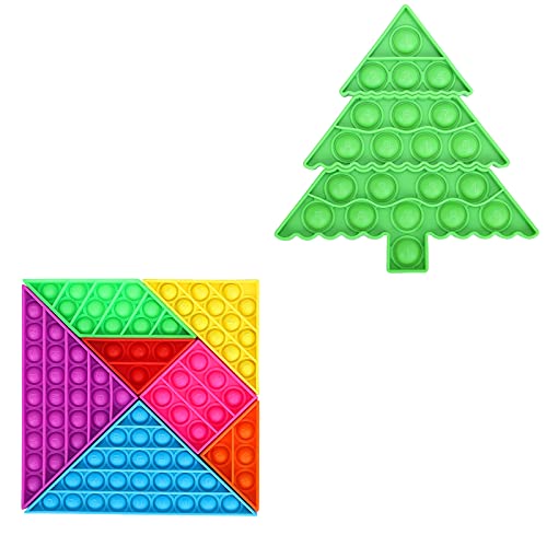 Pop It Fidget Toys/Pop It 2 Packed/Pop It Stress Relief Toys for Kids, Adults, Elders/Push Pop Bubble Sensory Toy