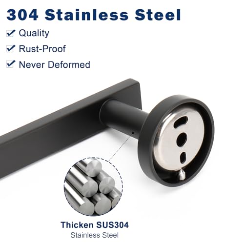 Image of NearMoon Square Hand Towel Holder /Towel Ring, Premium SUS304 Stainless Steel Hand Towel Bar Rustproof Wall Mounted Towel Rack for Bathroom /Kitchen, Contemporary Style Bath Accessory (Matte Black)