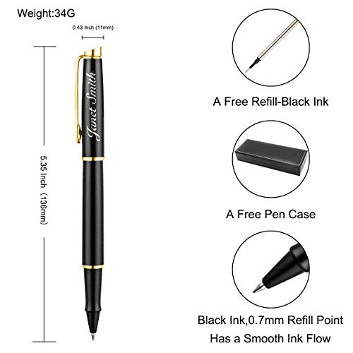Personalized Pens Engraved,Custom Ballpoint Pen For Men Woman, Personalized Gift For Graduation, Anniversary (Black & Gold) #TOP2