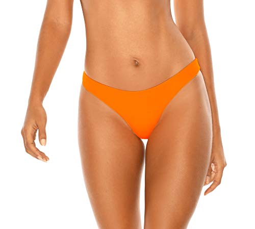 RELLECIGA Damen Bademode Bikinihose Unterteil Brazilian Cut Bottom Neon Orange S