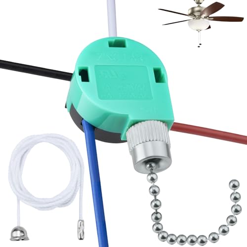 Image of BFXM Ceiling Fan Switch ZE-268S6 3 Speed 4 Wire, Silver with Wires