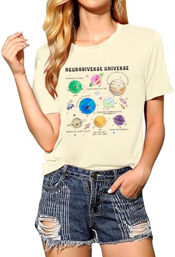 Autism Awareness Shirt Women Neurodiverse Universe Shirts Sped Teacher Tshirt Neurodiversity Short Sleeve Tee Tops3
