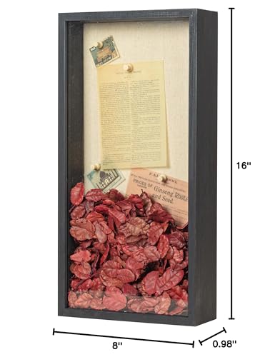 Image of Shadow Box Frame 8x16 Shadow Box Display Case with Linen Back of Awards Memorabilia Flower, Pictures, Keepsakes、Bouquet、Medals and More Photos Memory Box Black
