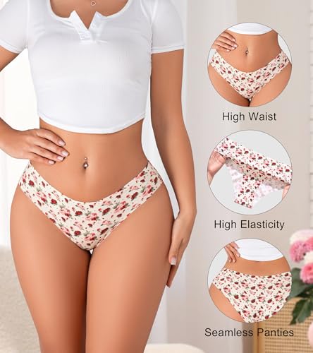 Image of DEANGELMON Seamless Underwear for Women No Show Bikini Panties Comfortable Stretch Invisible Ladies Hipster Briefs