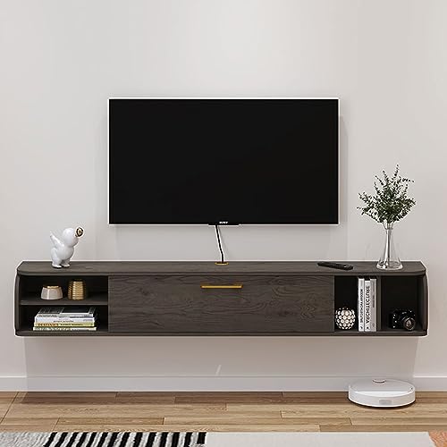 Floating TV Shelf Wall Shelf TV Cabinet TV Stand Media TV Console Floating Bracket TV Shelf for Xbox One/PS4/Cable Box/DVD Players/Game Console Audio/Video Entertainment Center Storage Cabinet