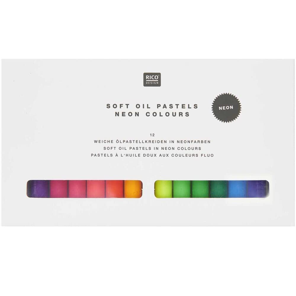 Rico Design Pastellkreide Soft Ölpastellkreiden Neonfarben, 12er Set