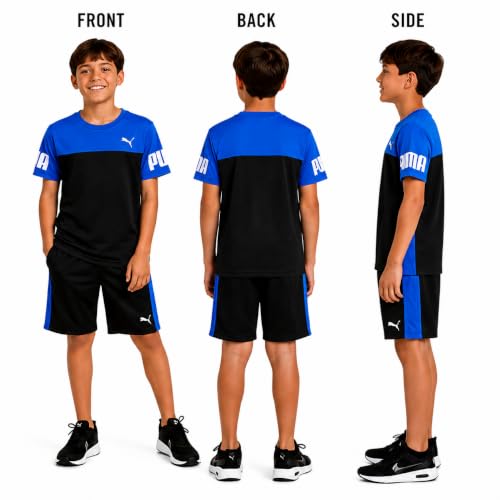 Image of PUMA Boys Active Shorts Set - 2 Piece Dry Fit T-Shirt and Performance Gym Shorts - Activewear Clothing Set for Boys (4-16)