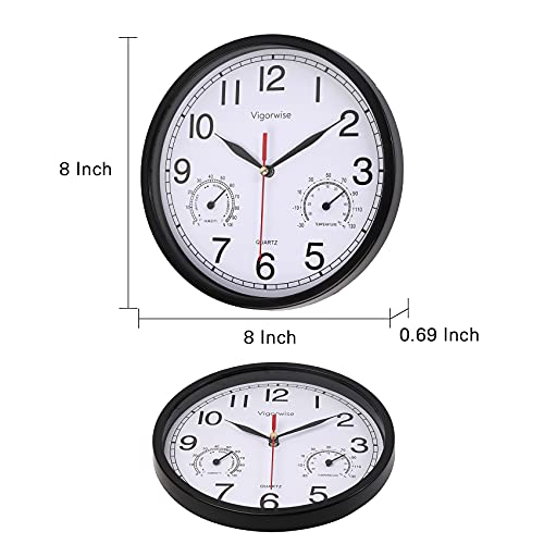 Vigorwise Wall Clock, Sweep Silent Movement Accurate Clocks with Temperature & Humidity - Image 4