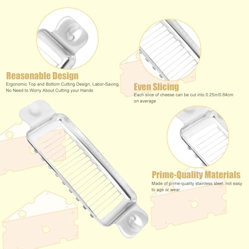 Butterschneider, Käsehobel aus Edelstahl Ergonomischer Butterhobel Käsehobel zur Portionskontrolle Käsebutterschneider mit Tragbarem Griff für Butterblockkäse(Silber)