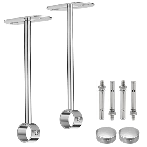 LEPEVNEY Lot de 2 supports de fixation au plafond pour tringles de 25 mm de diamètre – Support de tuyau d'armoire pour rideaux de douche, placards et...