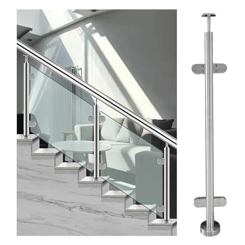 Garde-corps d'escalier transparent avec poteau de balustrade en verre et pince inox 304