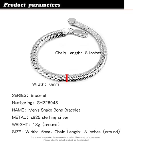 Pulsera de plata 925 estilo cadena serpiente 7 pulgadas miniatura 6